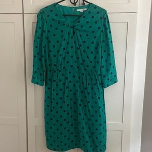 Green and Navy Boden Dot Dress.